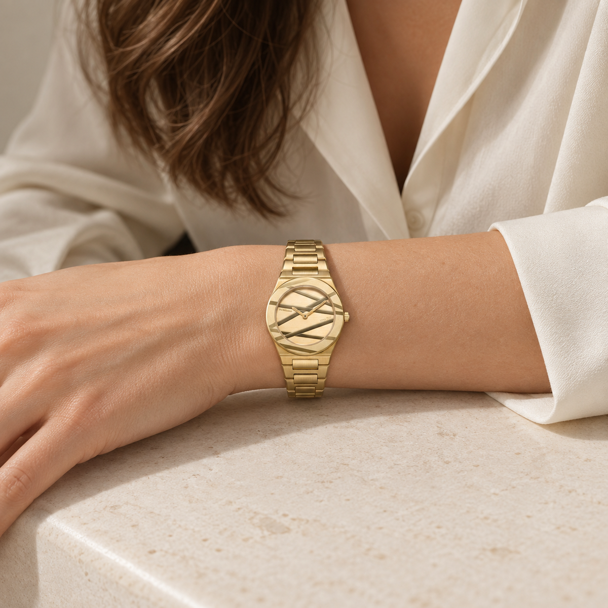 Orologio D1 MILANO lady, Golden Inlay, Ultra Thin quarzo, 30mm - D1-UCBL05