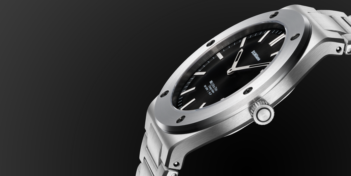 Orologio D1 MILANO Obsidian Sealed, Ultra Thin quarzo, QUADRANTE NERO, 39mm - D1-UCBU01