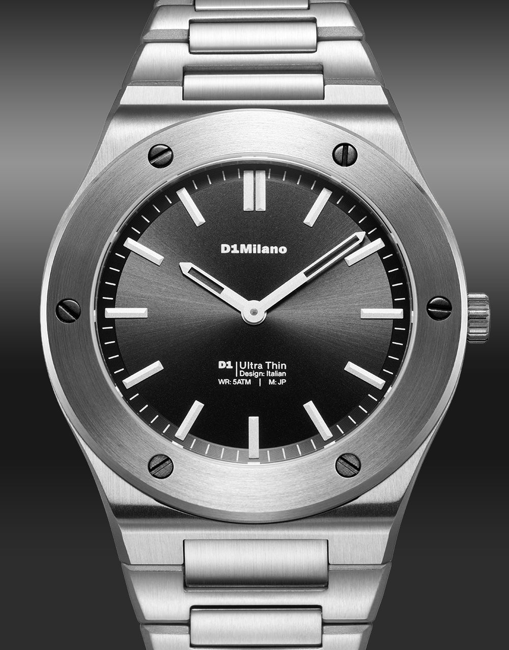 Orologio D1 MILANO Obsidian Sealed, Ultra Thin quarzo, QUADRANTE NERO, 39mm - D1-UCBU01
