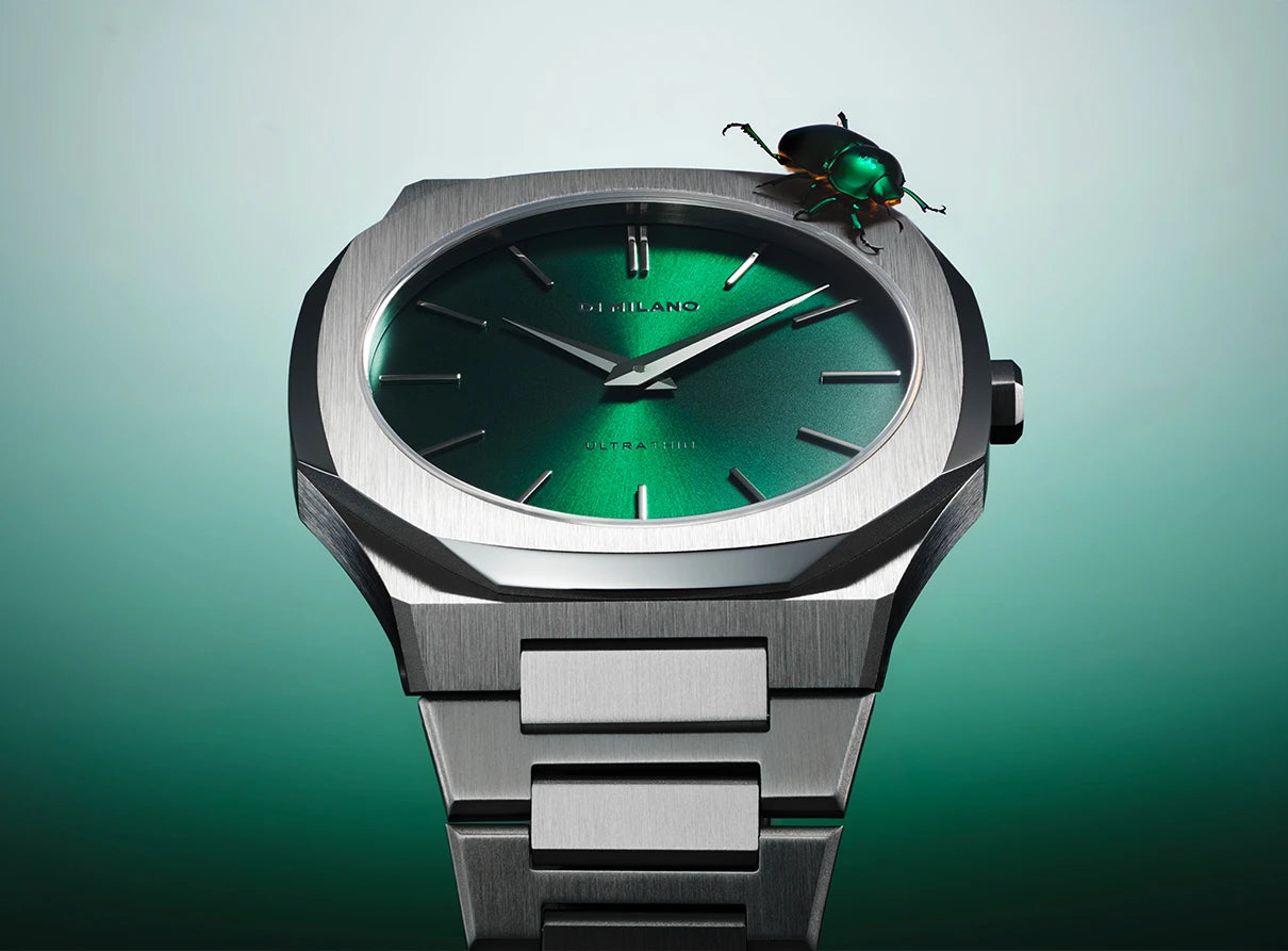 OROLOGIO D1 MILANO, colore verde Scarabeo, Ultra Thin 40 mm - D1-UTBJ37