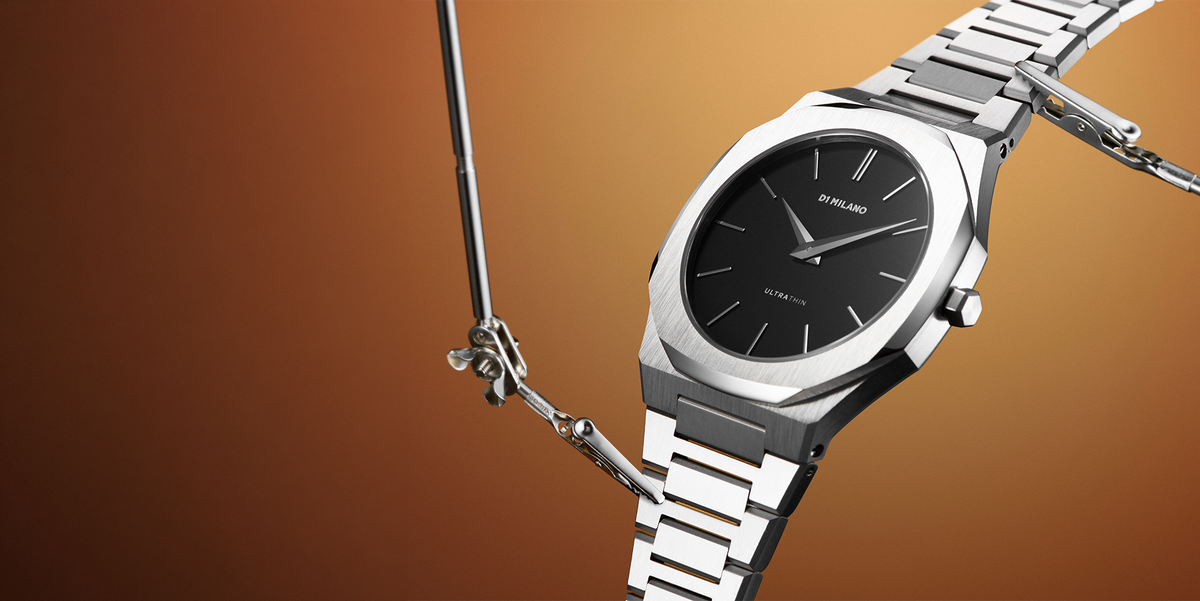 Orologio D1 MILANO Re, QUADRANTE NERO OPACO, Ultra Thin Bracelet quarzo, 40 mm - D1-UTBJ40