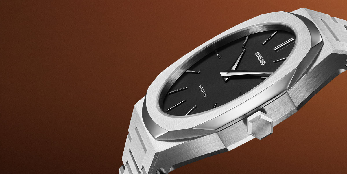 Orologio D1 MILANO Re, QUADRANTE NERO OPACO, Ultra Thin Bracelet quarzo, 40 mm - D1-UTBJ40