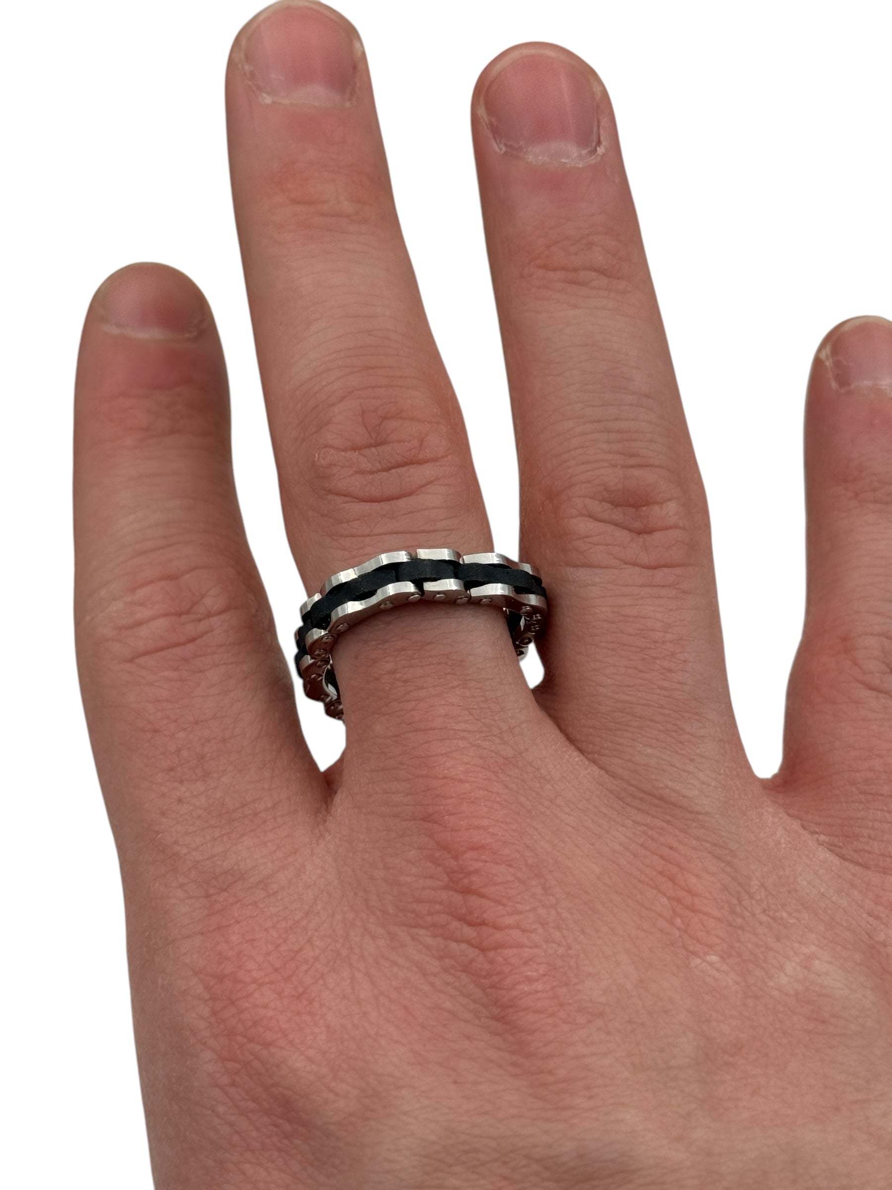 Anello Chimento da uomo in acciaio con resina nera - 82117801