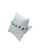 Bracciale Spadarella in argento con anelli color oro rosa e pietre nere - SPBR648