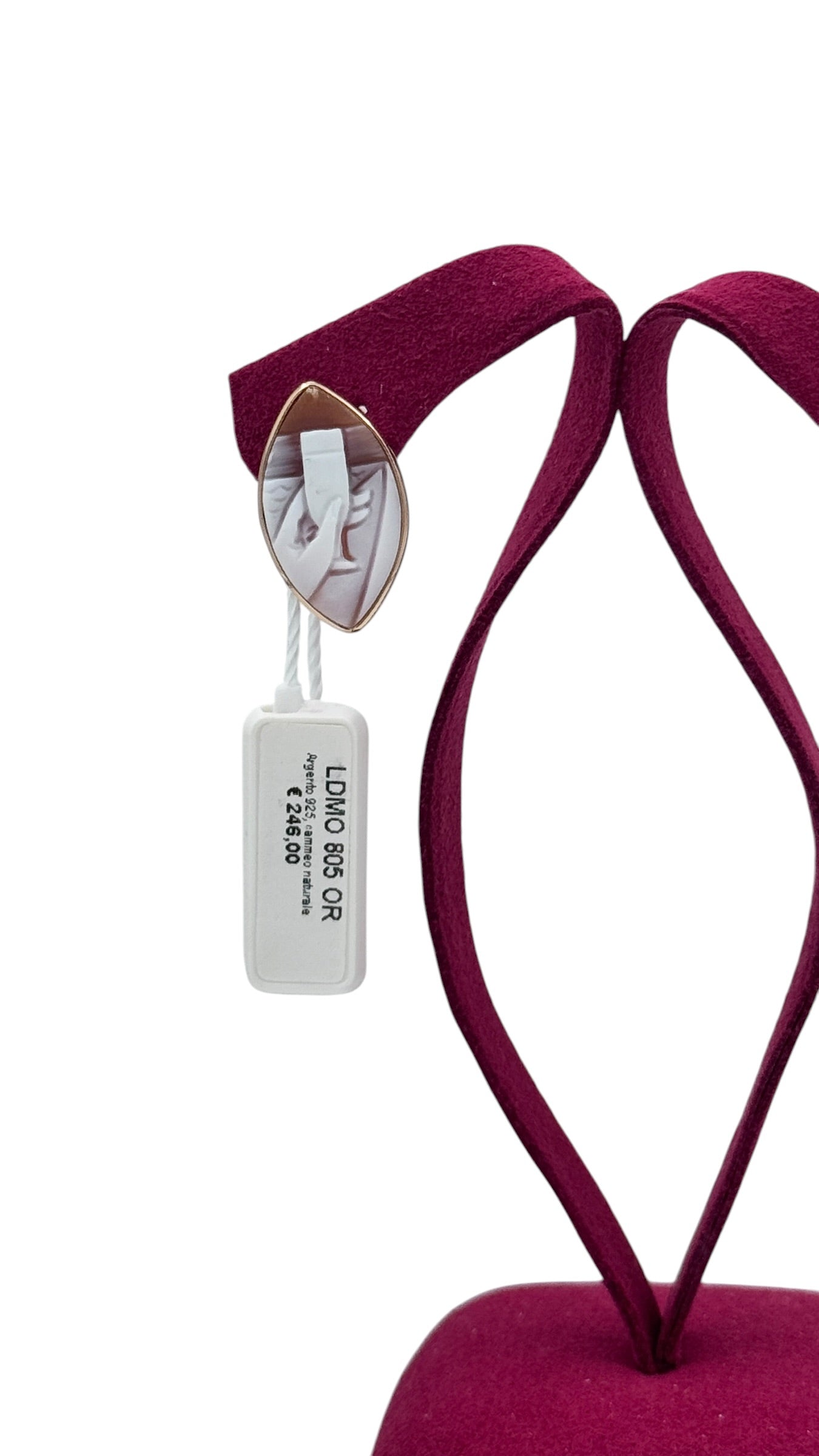 LUCEDEIMIEIOCCHI Monorecchino ovale cammeo naturale in argento dorato e calice di vino - LDMO 805 OR