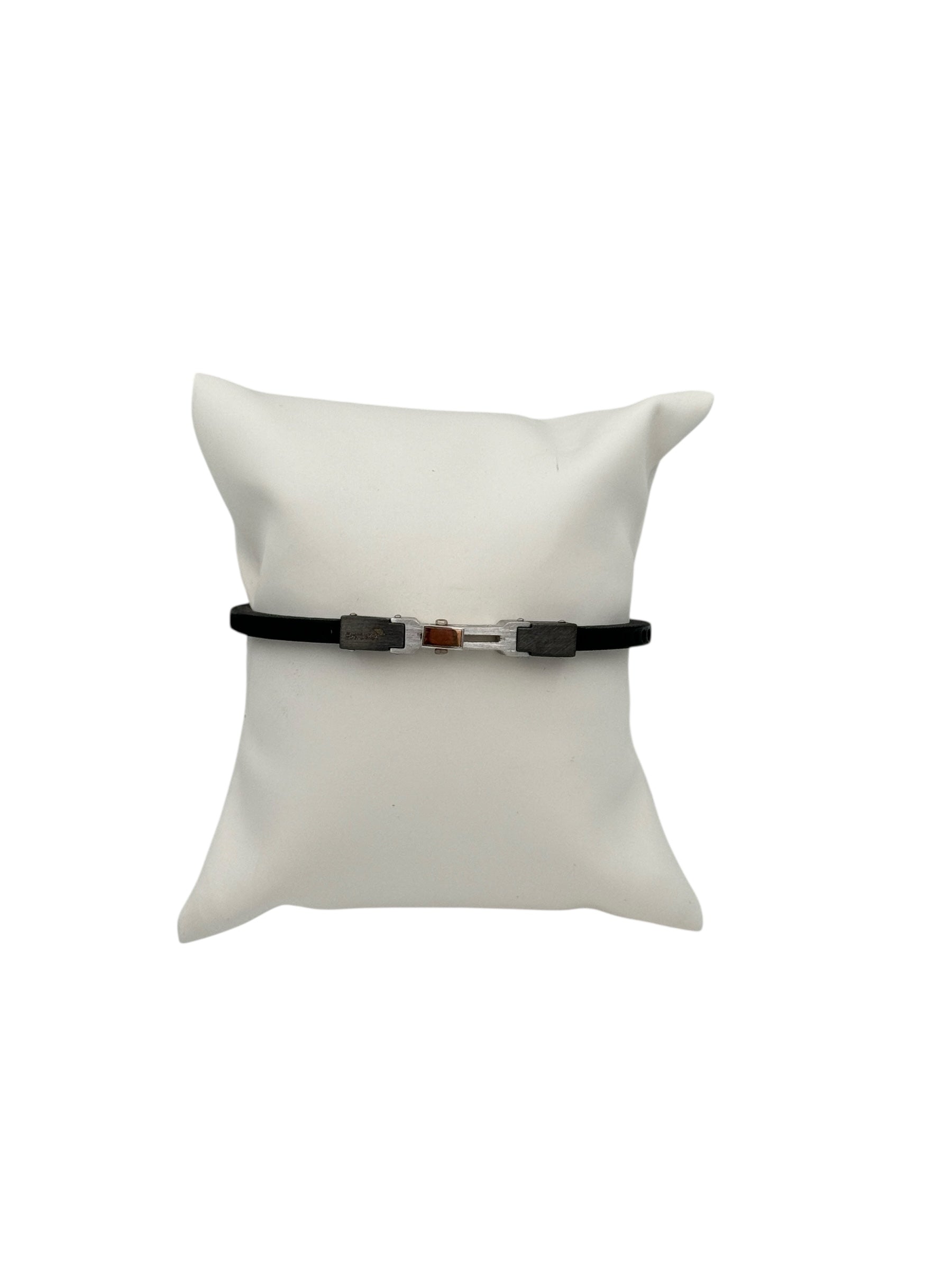 Bracciale Baraka in caucciu' e acciaio, con diamantino sulla chiusura - BR273121