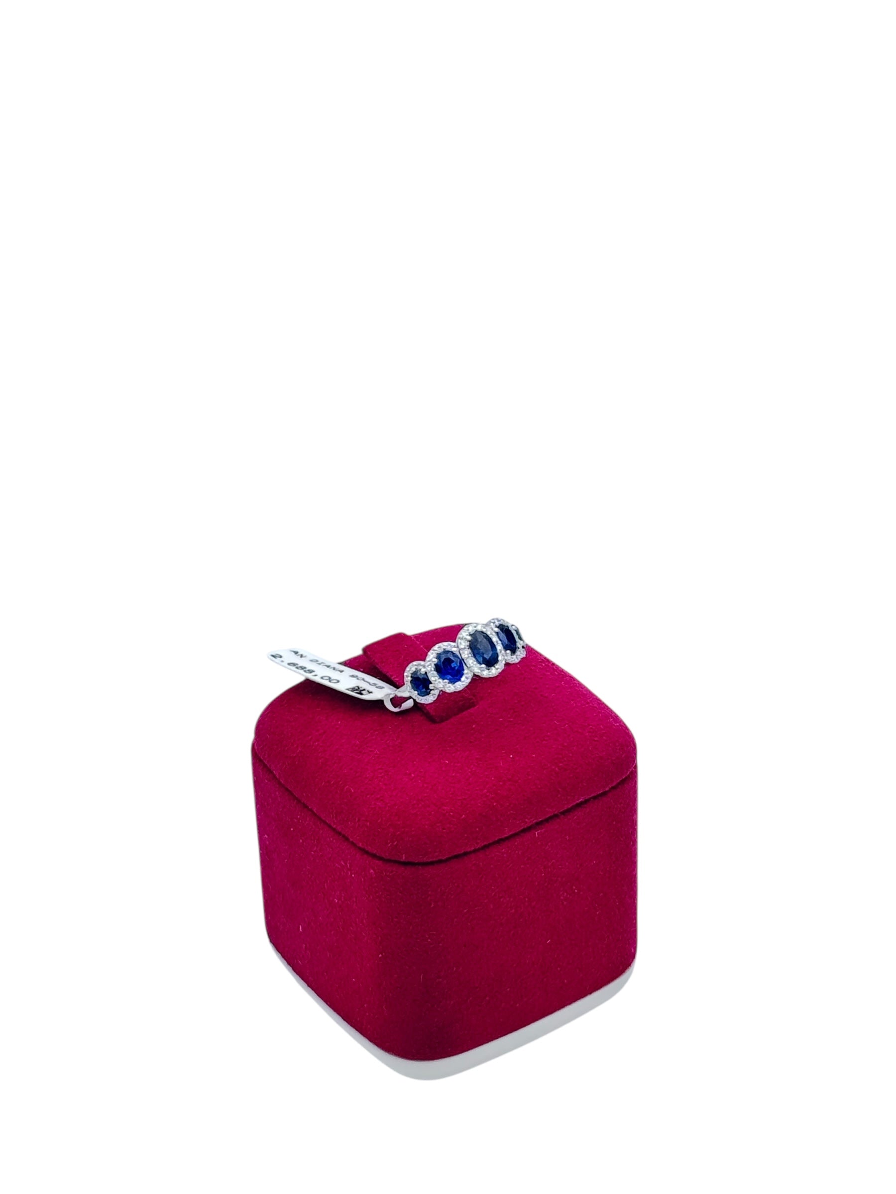 Diana - Veretta in oro bianco 18kt, diamanti e 5 zaffiri - AN D. 90-5B ZA