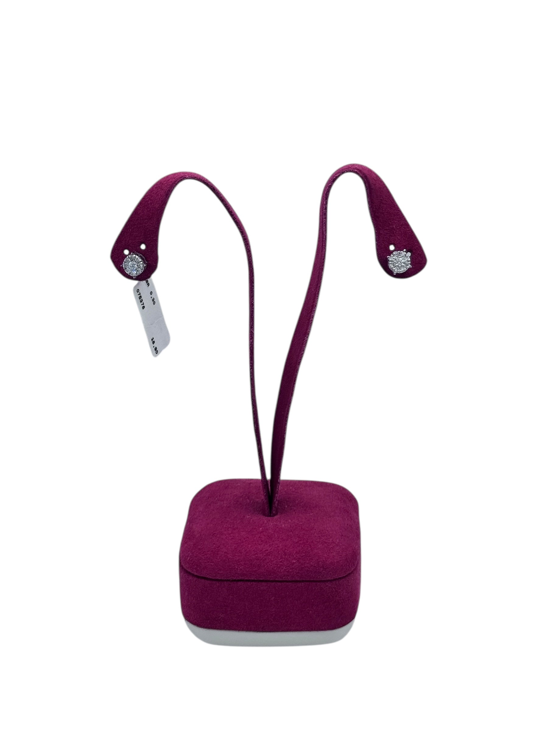 Diana - Orecchini in oro bianco 18kt e mosaico di 8 diamanti - OR MAGIC N08-2