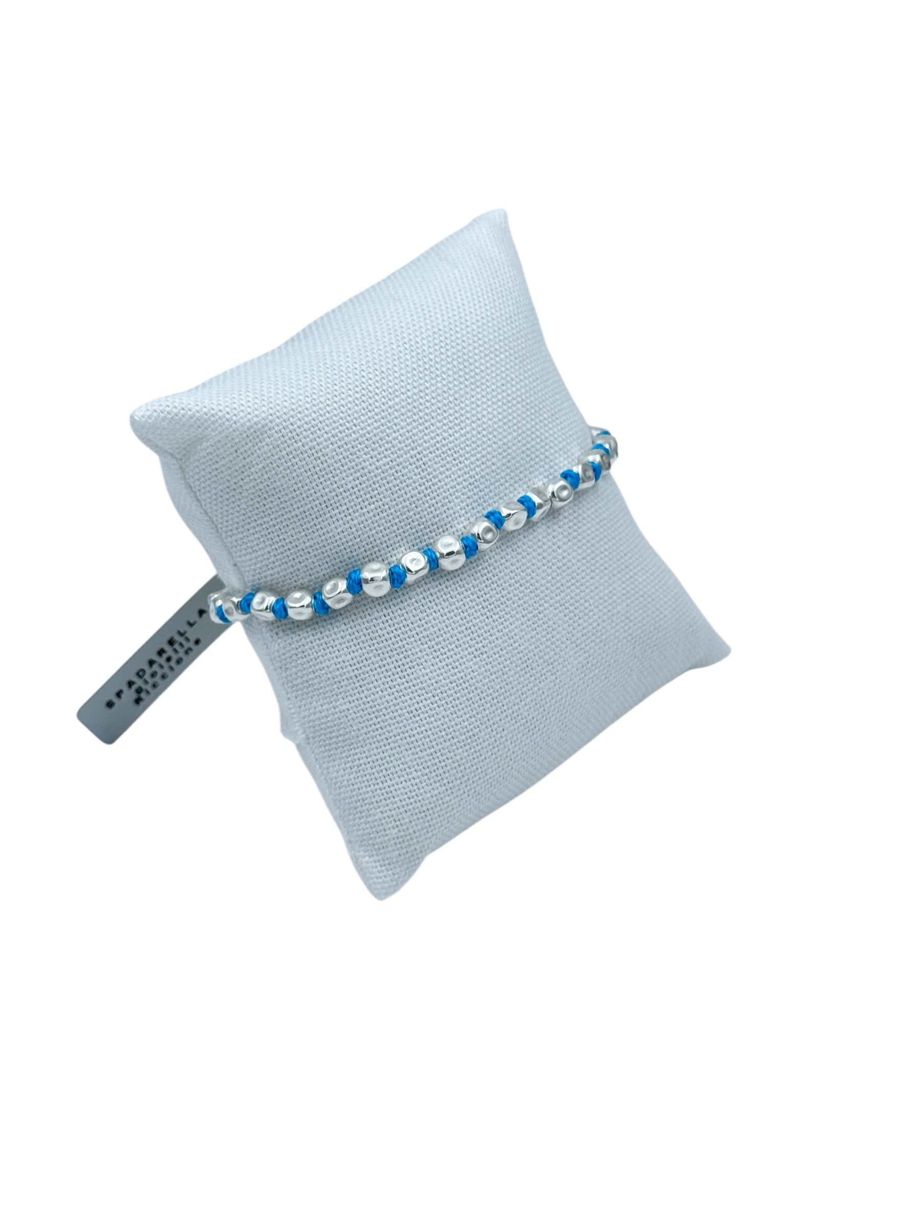 Bracciale Spadarella corda in argento e nylon, unisex, color turchese - SPBR636-turchese