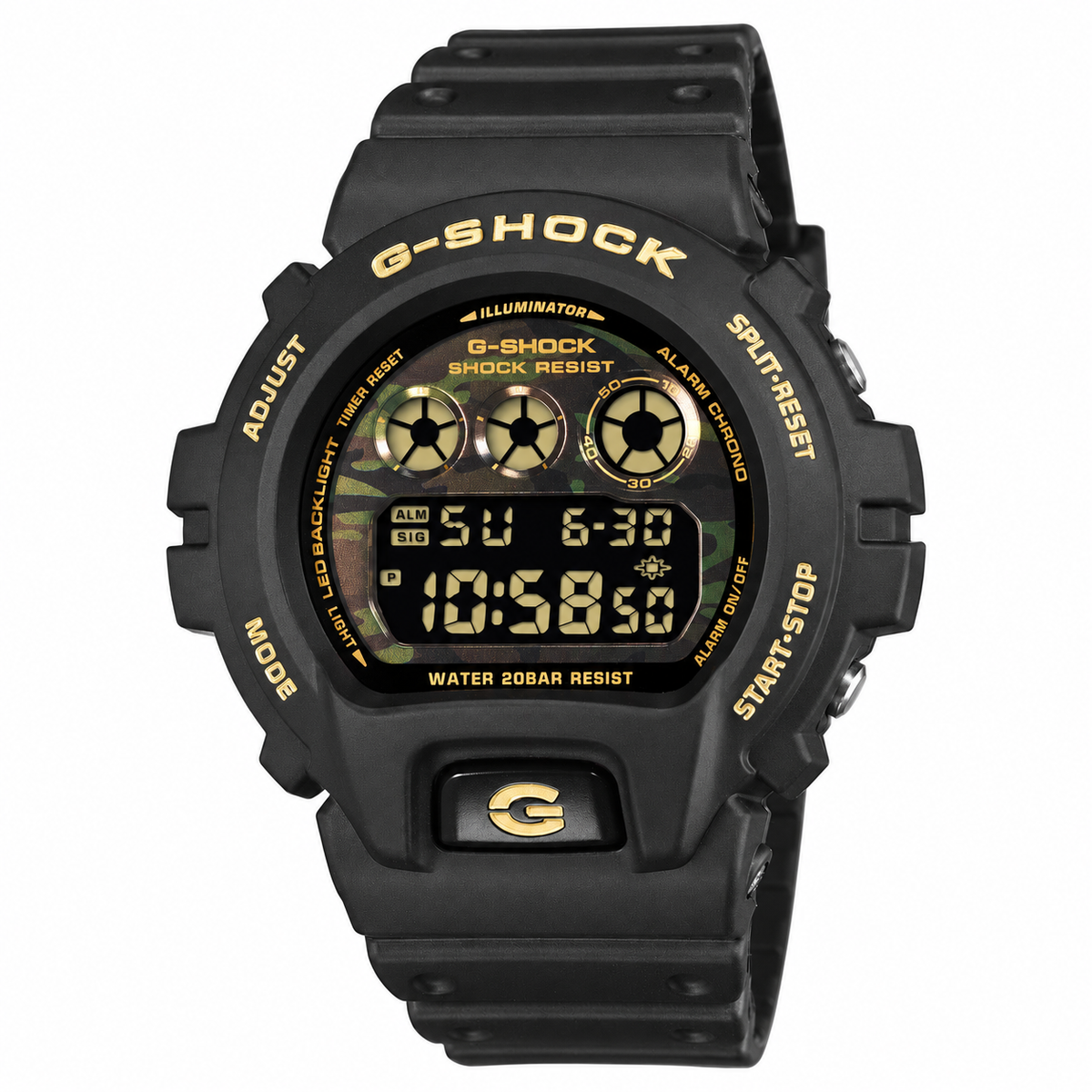 Orologio G-Shock classic, Serie DW-6900, mimetico e oro, 50mm - DW-6900CF-1ER