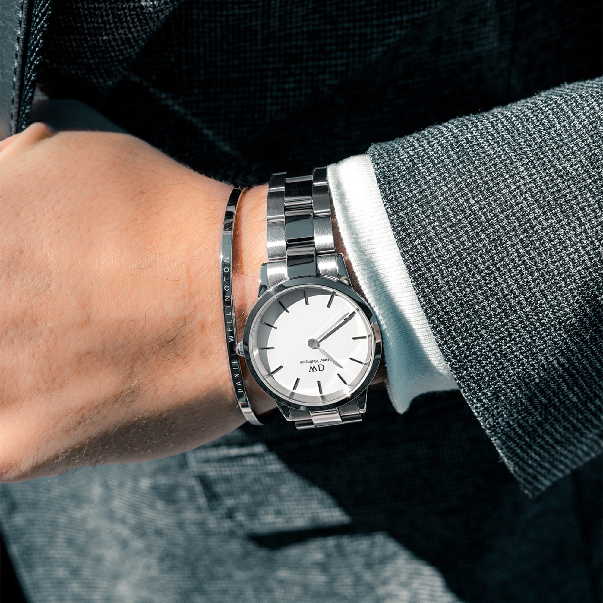 Orologio Daniel Wellington Iconic Link Silver, quadrante bianco, 40MM - DW00100207