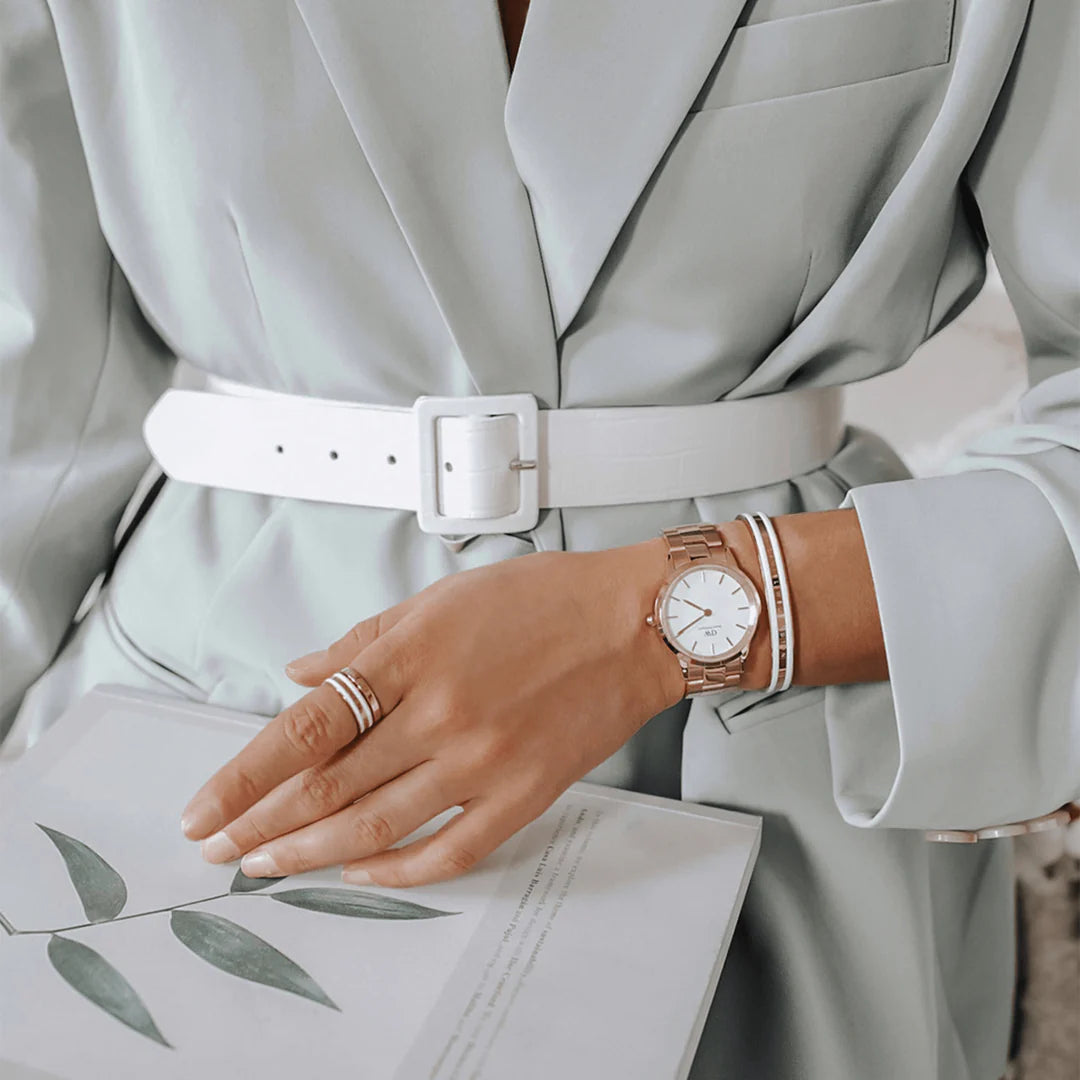 Orologio Daniel Wellington Iconic Link Rose Gold, quadrante bianco, unisex 40mm - DW00100343