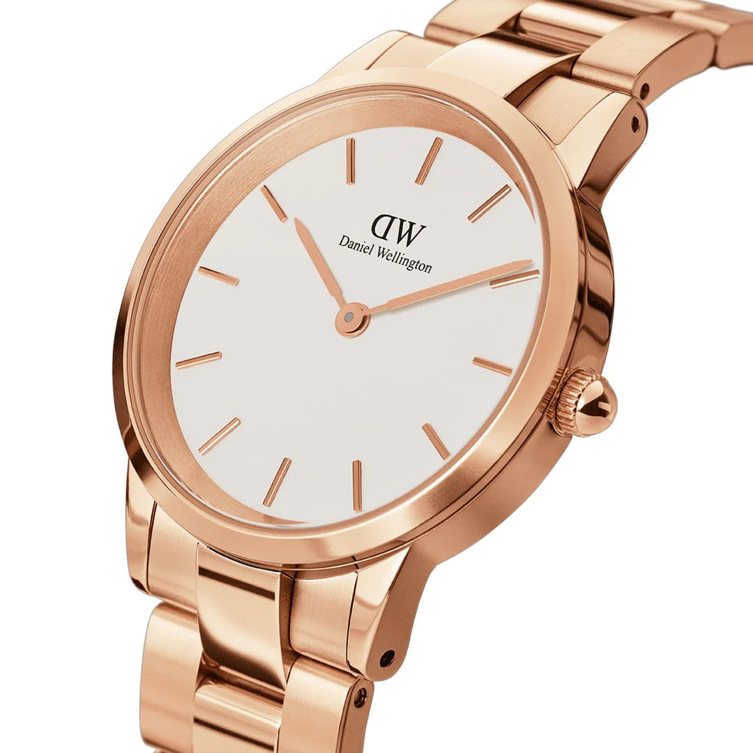 Orologio Daniel Wellington Iconic Link Rose Gold, quadrante bianco, unisex 40mm - DW00100343