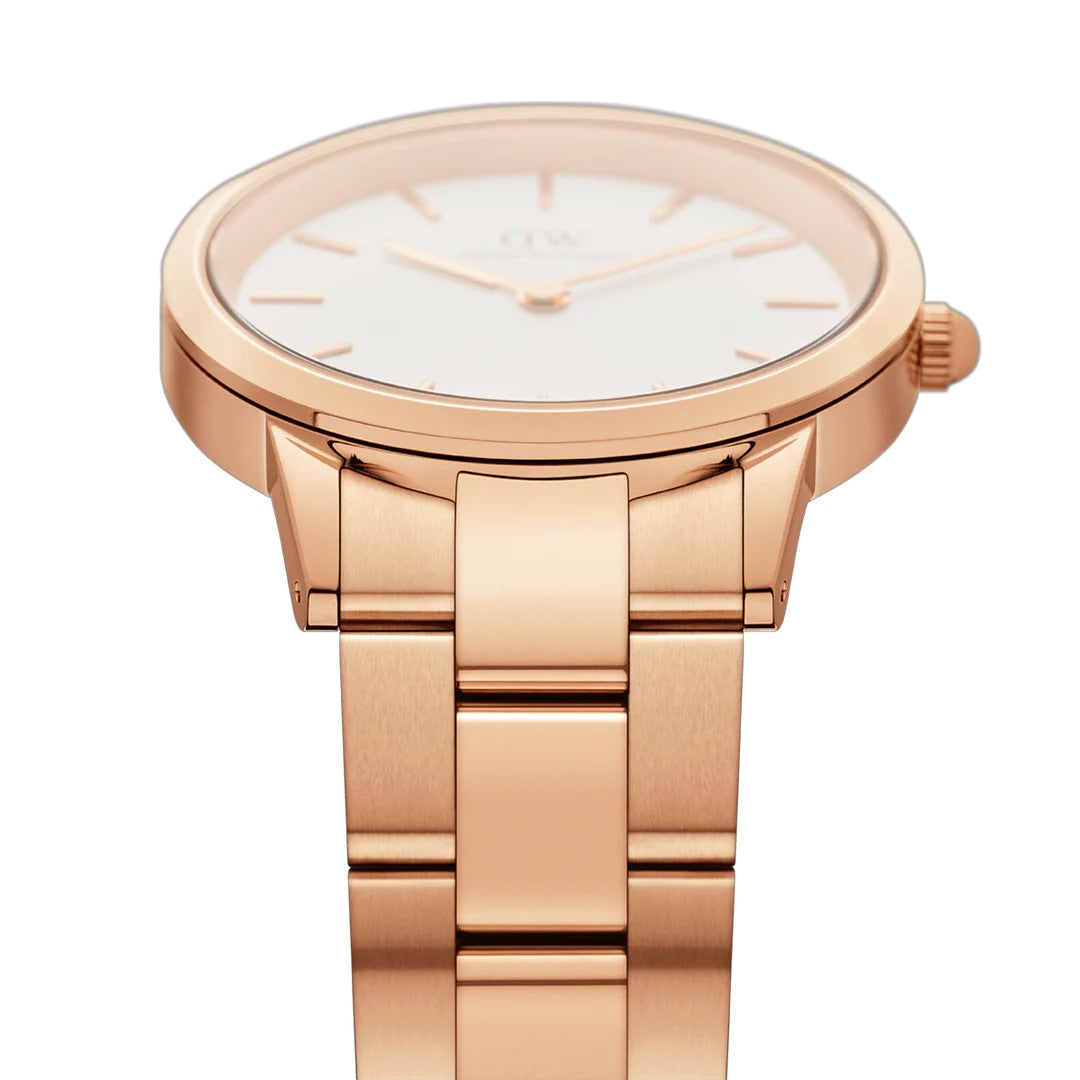 Orologio Daniel Wellington Iconic Link Rose Gold, quadrante bianco, unisex 40mm - DW00100343