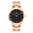 Orologio Daniel Wellington Iconic Link Black Rose Gold, quadrante nero, 40mm - DW00100344