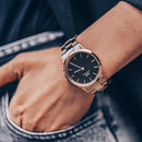 Orologio Daniel Wellington Iconic Link Black Rose Gold, quadrante nero, 40mm - DW00100344