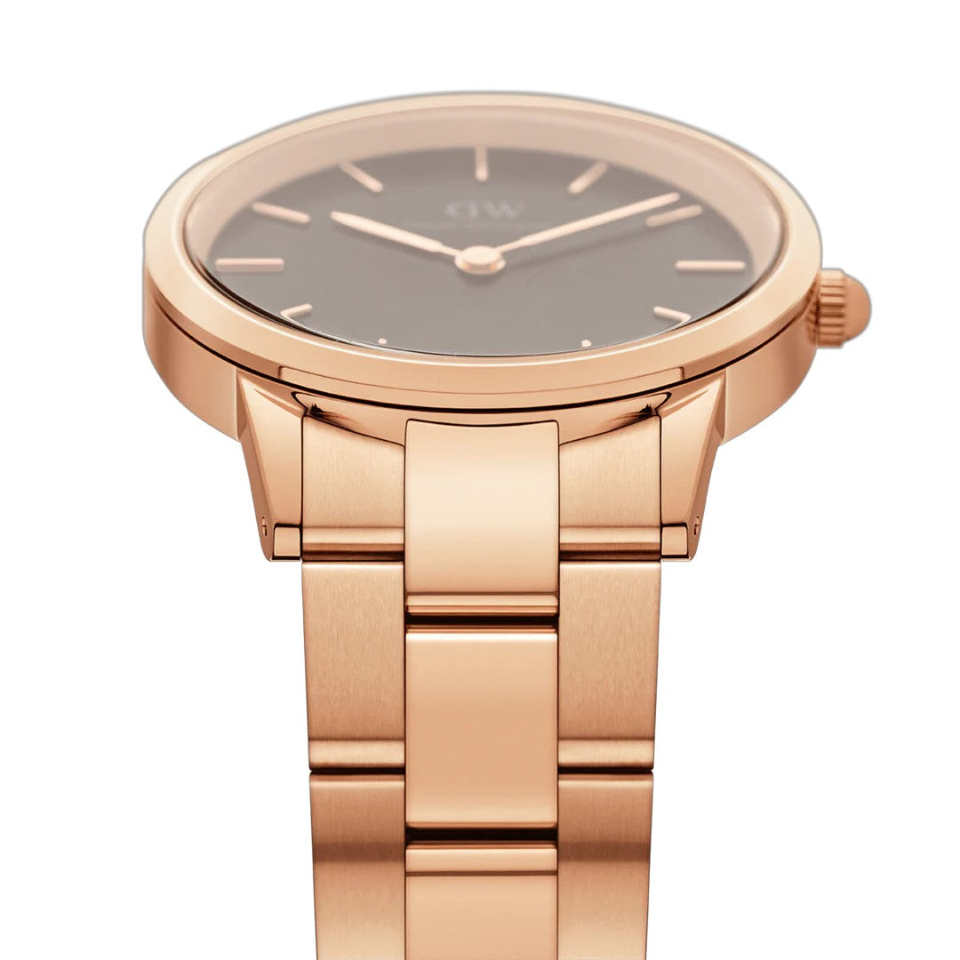 Orologio Daniel Wellington Iconic Link Black Rose Gold, quadrante nero, 40mm - DW00100344
