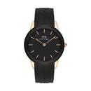 Daniel Wellington Uhr, Kautschukarmband, schwarzes Zifferblatt, roségoldfarbene Lünette, 40 mm – DW00100412