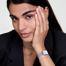 Orologio Daniel Wellington Quadro Pressed Sterling, cinturino color argento e quadrante bianco, 20x26mm - DW00100438