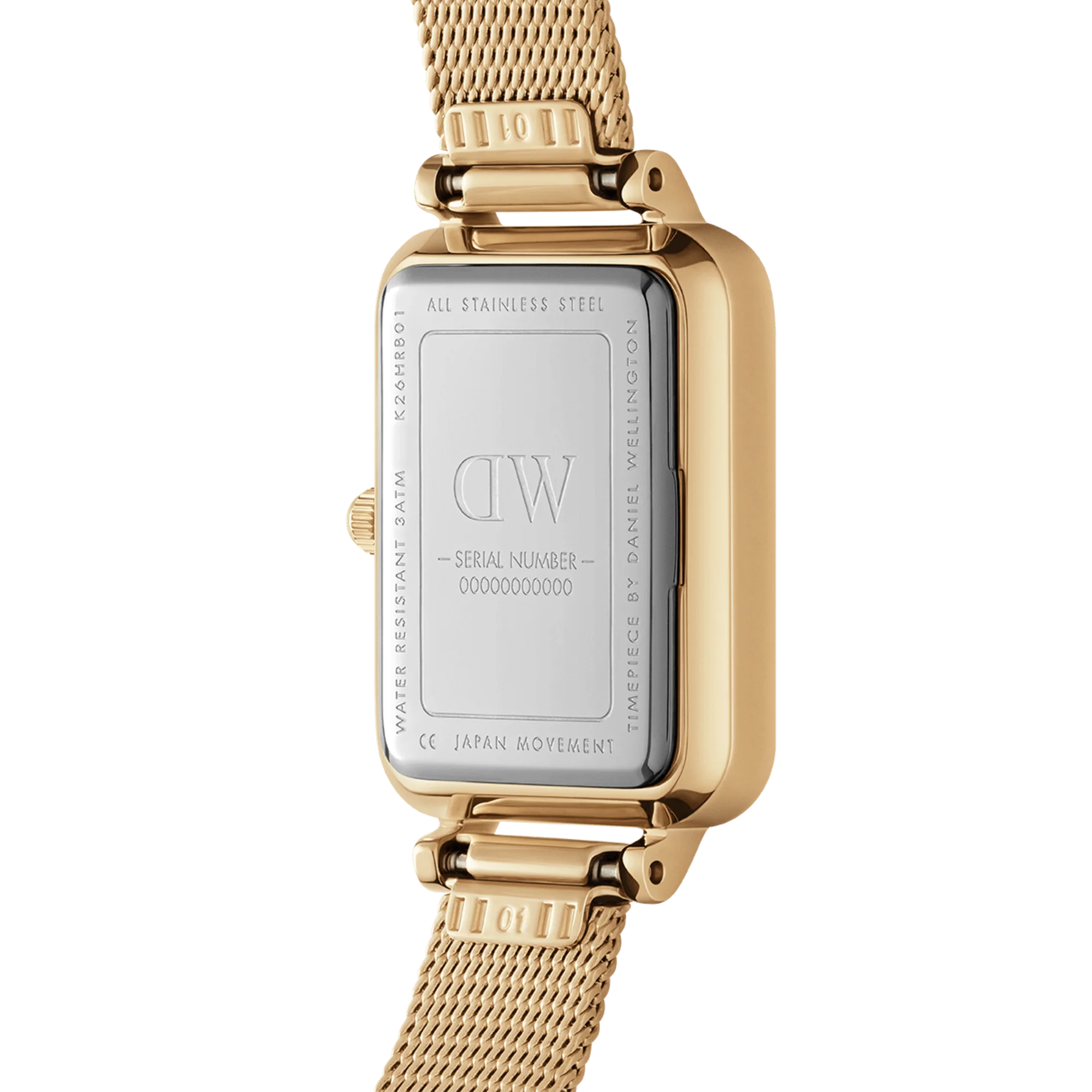 Orologio Daniel Wellington Quadro Pressed Evergold, cinturino color oro e quadrante bianco, 20x26mm - DW00100556