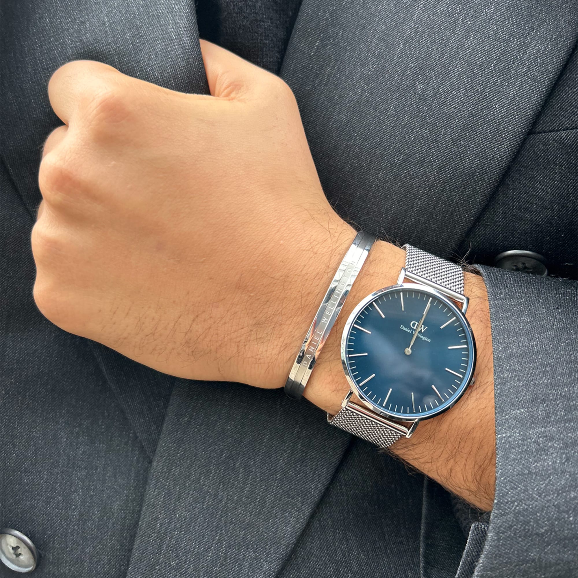 Orologio Daniel Wellington Classic Mesh Arctic Silver, quadrante blu, 40mm - DW00100628