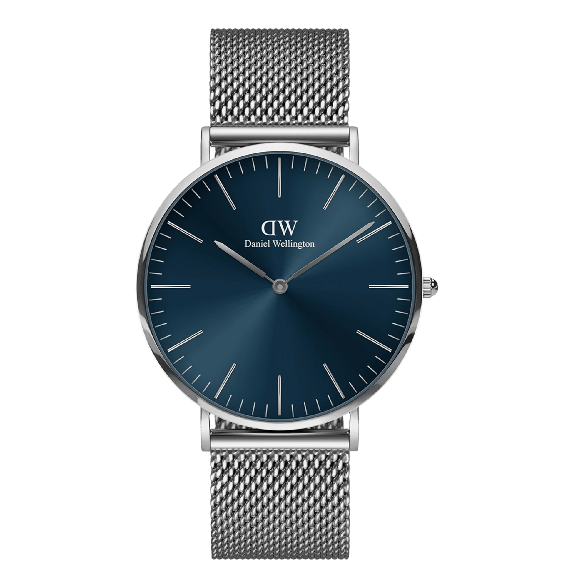 Orologio Daniel Wellington Classic Mesh Arctic Silver, quadrante blu, 40mm - DW00100628