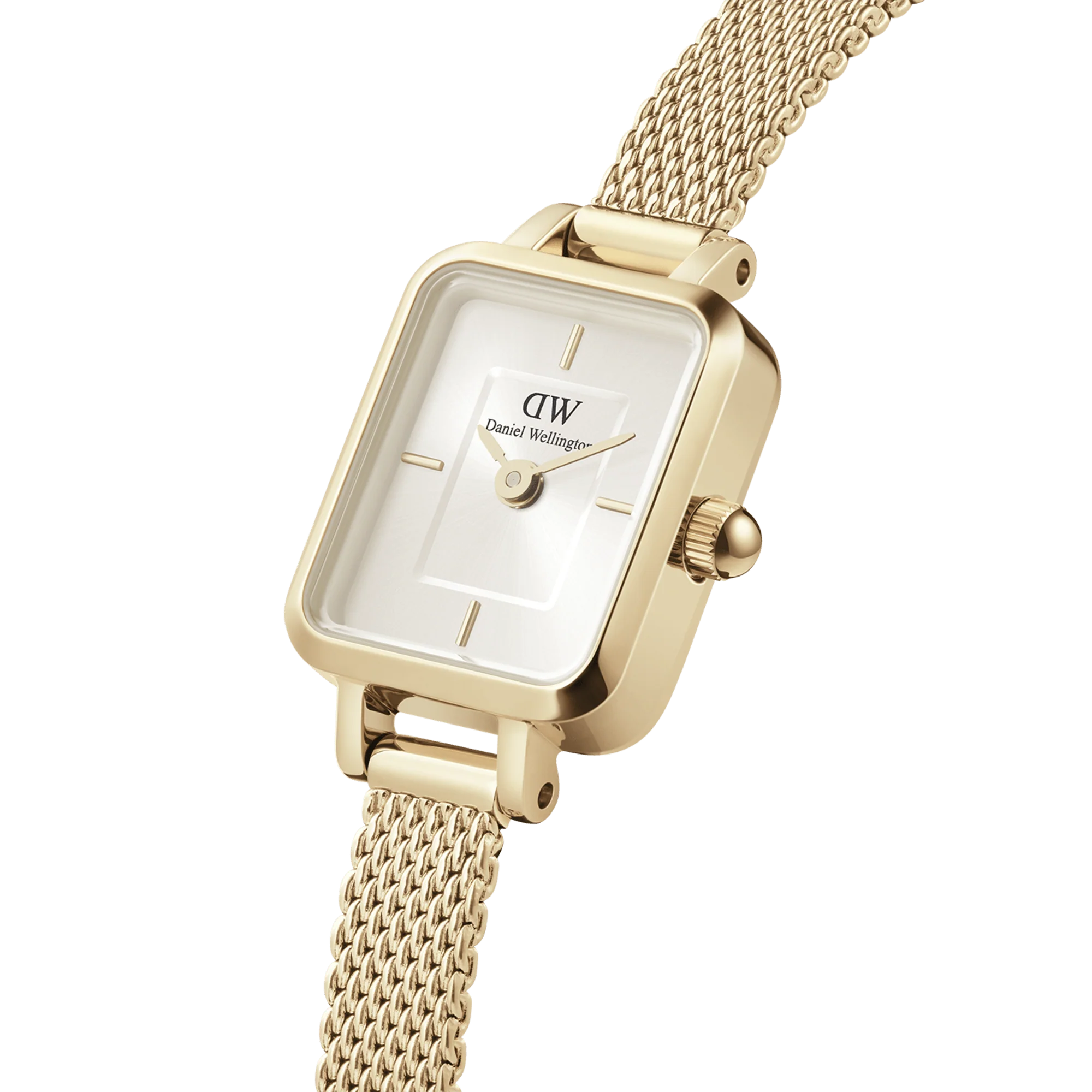 Orologio Daniel Wellington Quadro Mini Evergold Champagne, cinturino color oro e quadrante bianco, 15.4x18.2mm - DW00100656