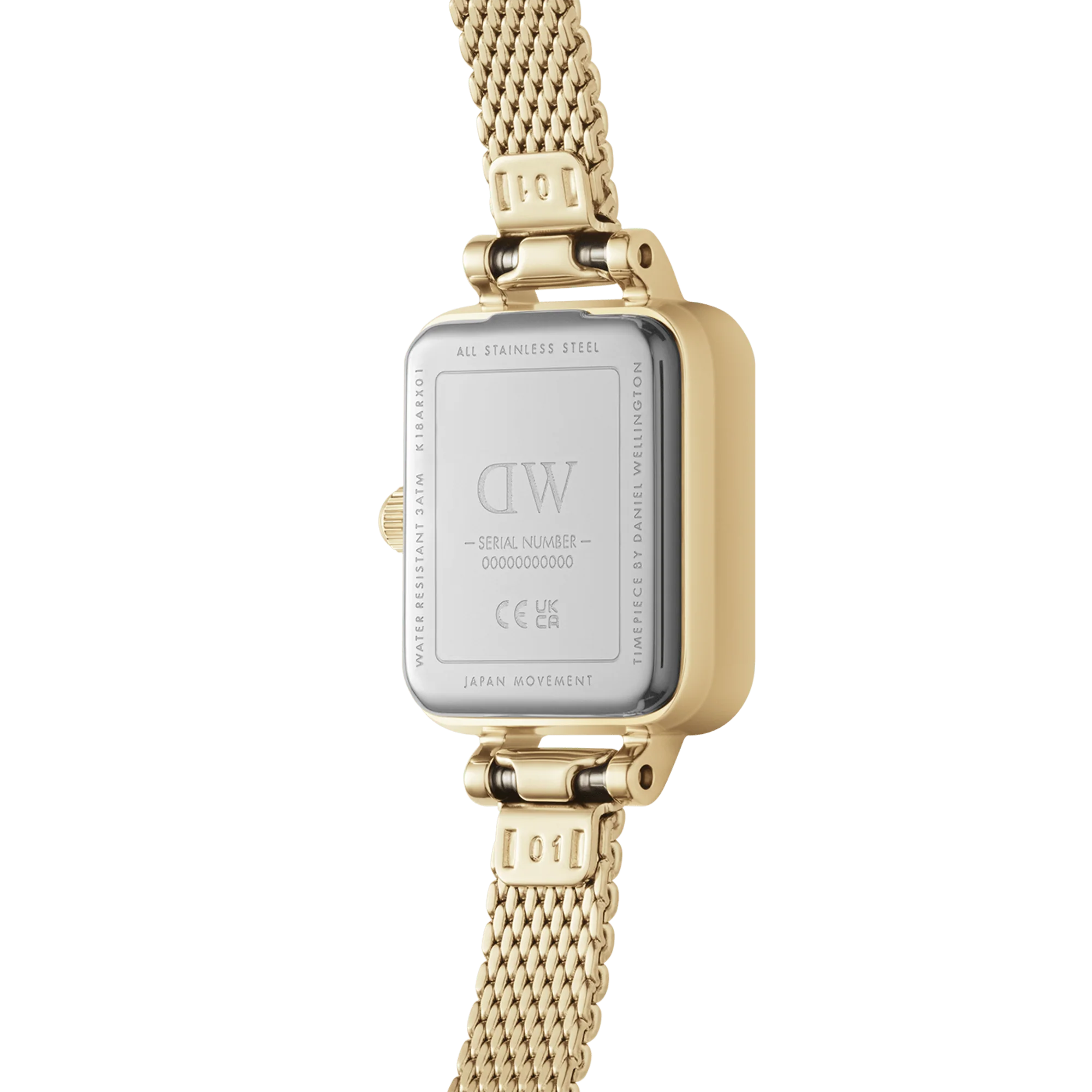 Orologio Daniel Wellington Quadro Mini Evergold Champagne, cinturino color oro e quadrante bianco, 15.4x18.2mm - DW00100656