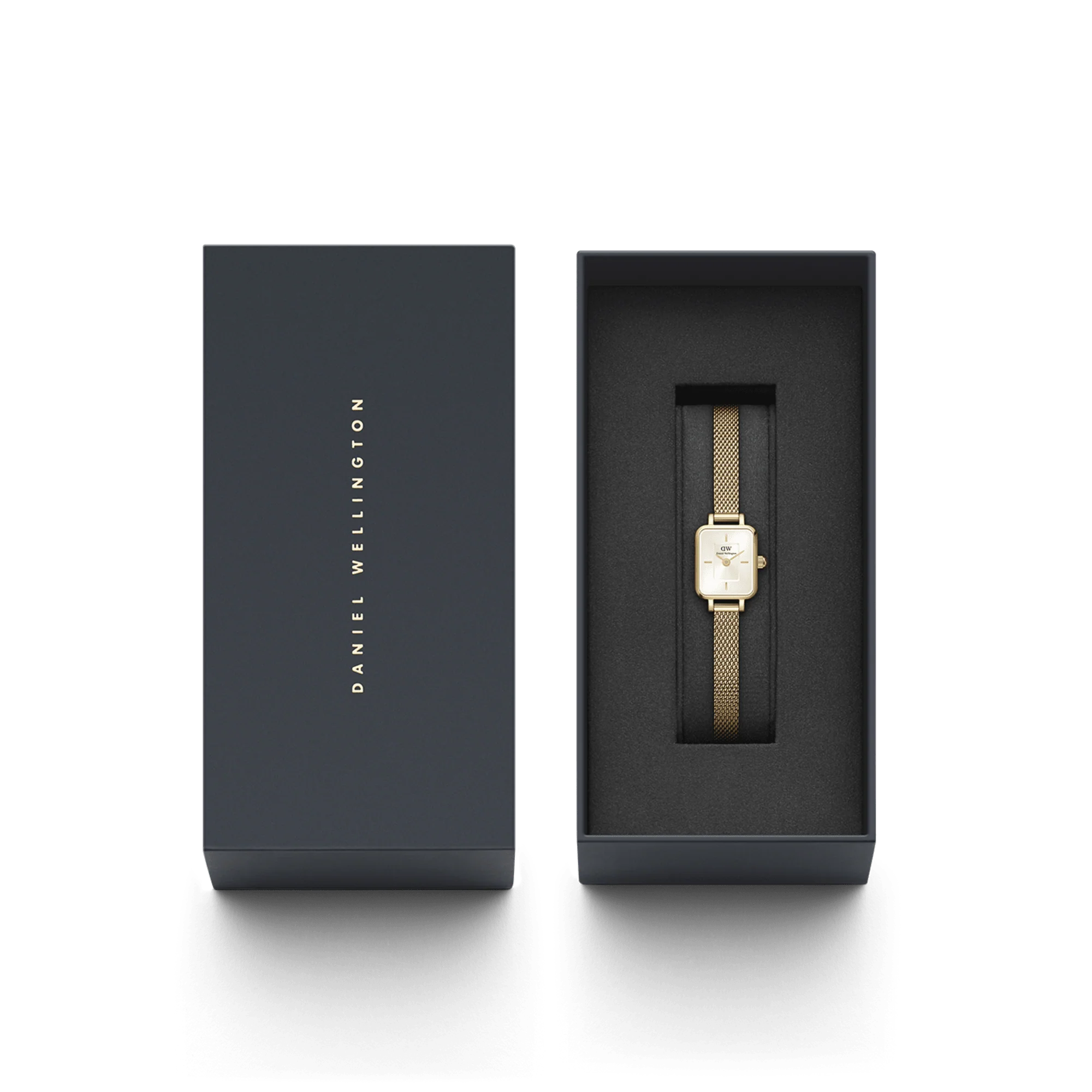 Orologio Daniel Wellington Quadro Mini Evergold Champagne, cinturino color oro e quadrante bianco, 15.4x18.2mm - DW00100656