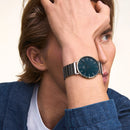 Orologio Daniel Wellington Classic Piano Link Arctic Silver, quadrante blu, 40mm - DW00100776