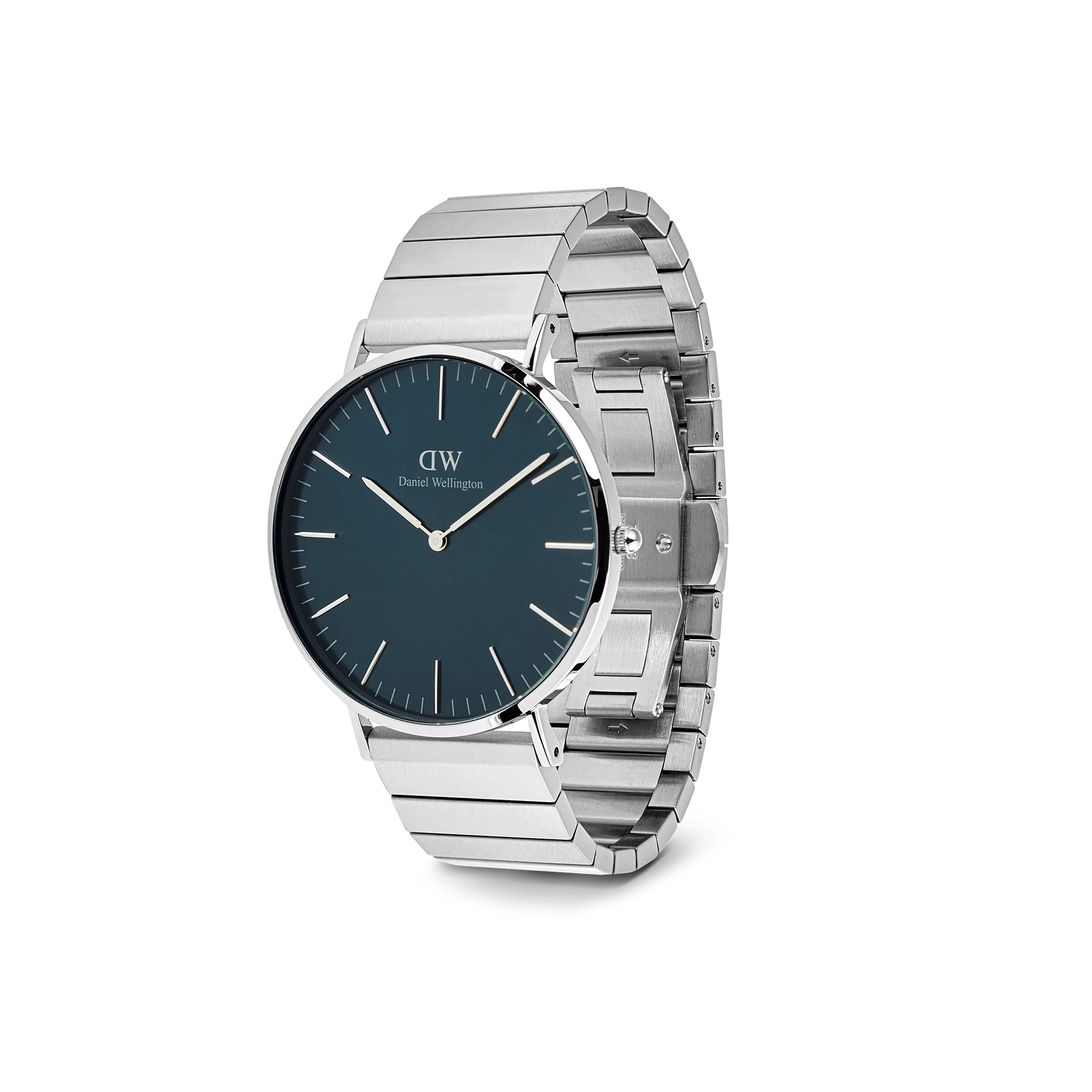 Orologio Daniel Wellington Classic Piano Link Arctic Silver, quadrante blu, 40mm - DW00100776