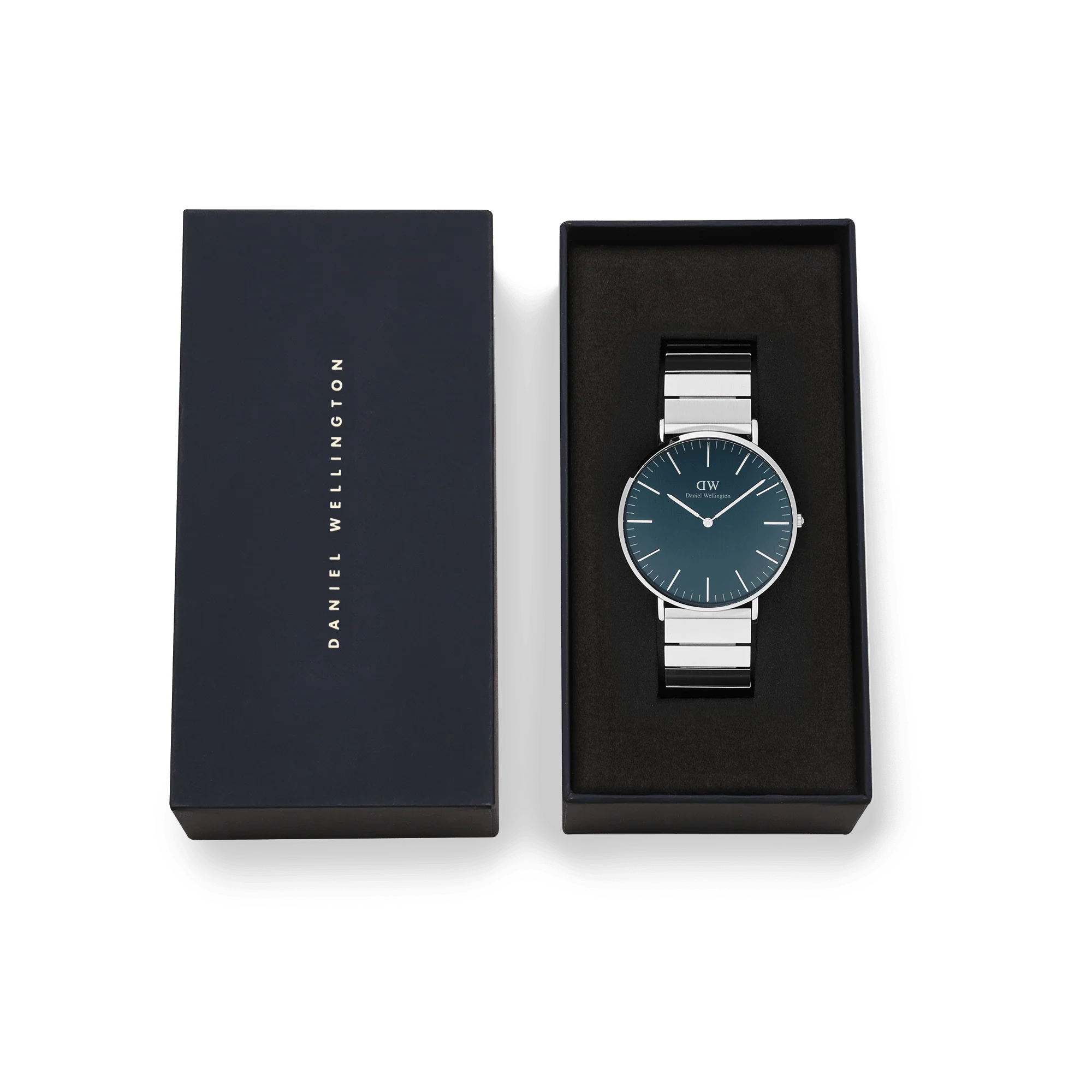 Orologio Daniel Wellington Classic Piano Link Arctic Silver, quadrante blu, 40mm - DW00100776
