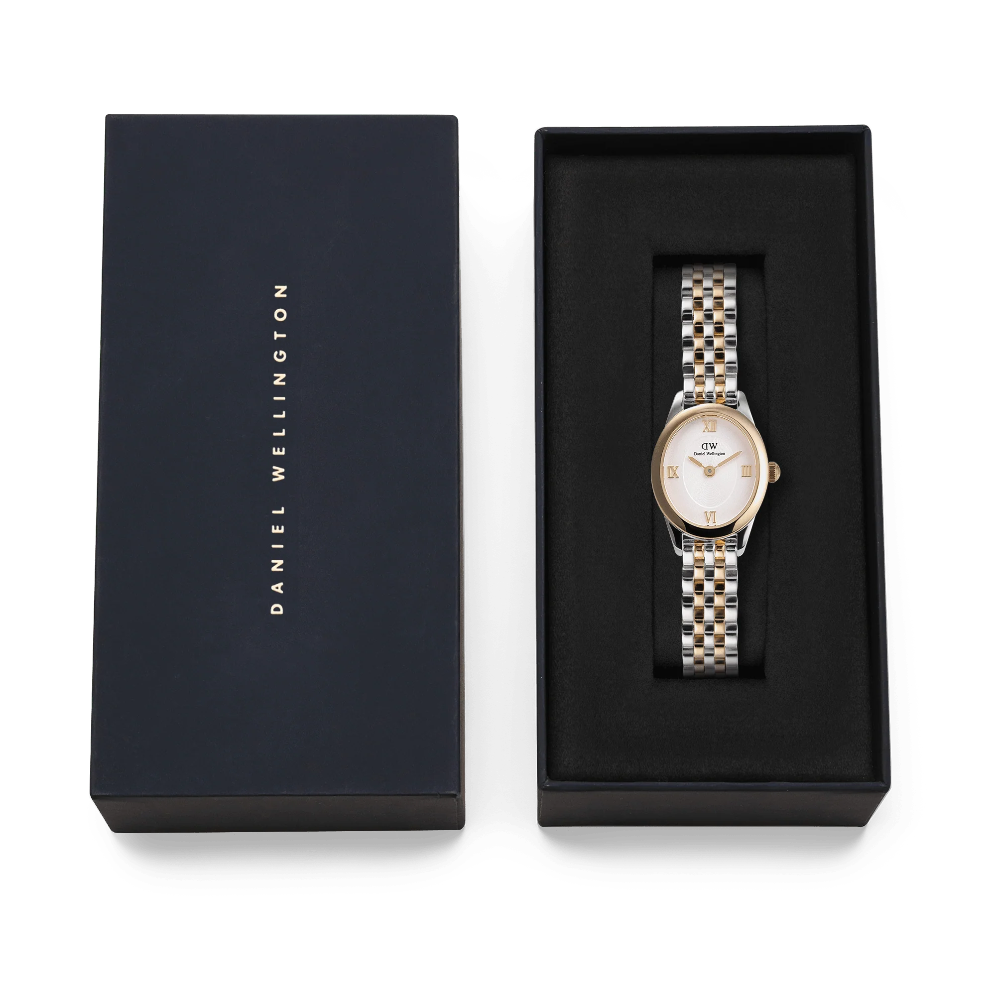 Orologio Daniel Wellington Ophelia Mini Two Tone Gold, cinturino bicolore e quadrante bianco, 22 x 25.5mm - DW00100811