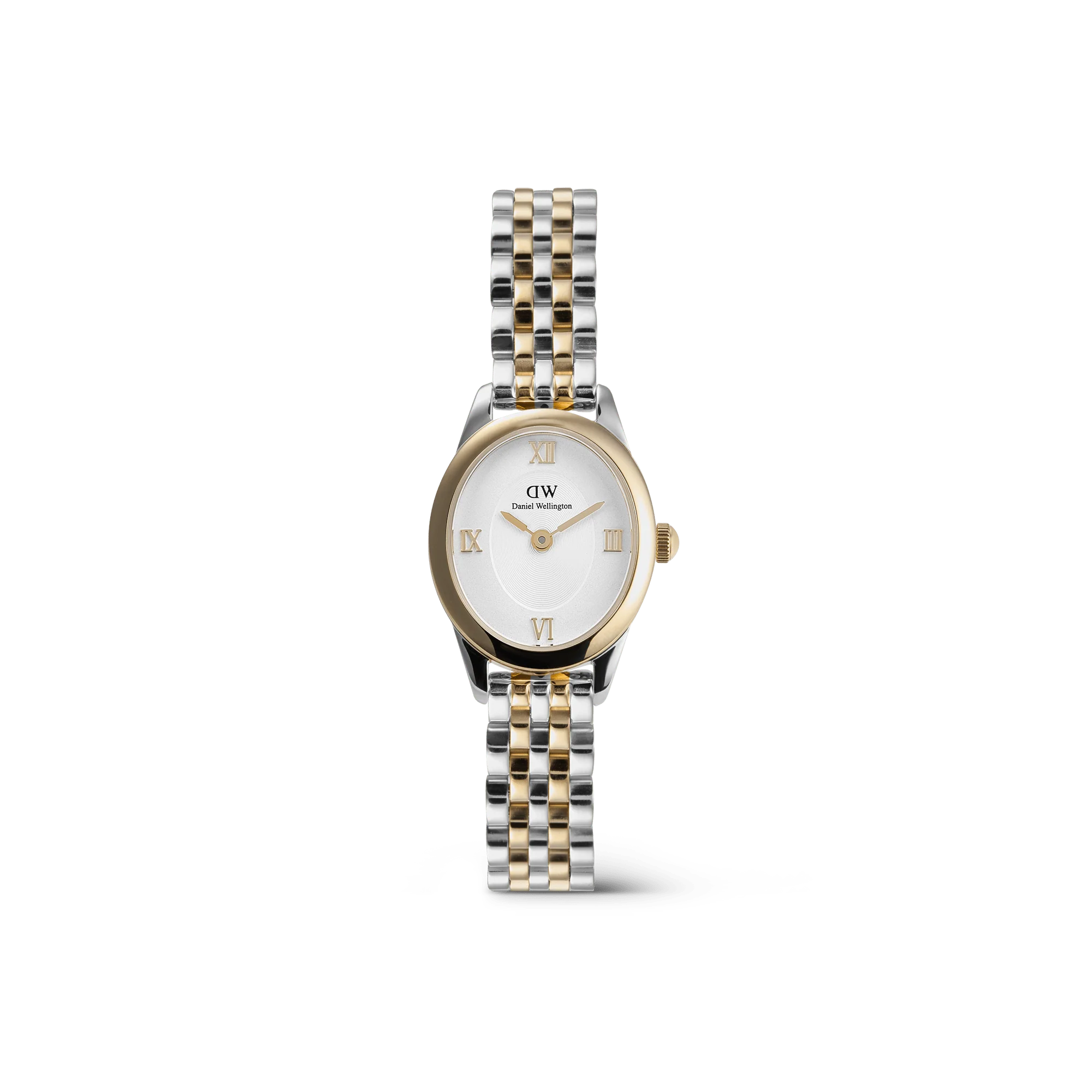 Daniel Wellington Ophelia Mini Two Tone Gold Uhr, zweifarbiges Armband und weißes Zifferblatt, 22 x 25,5 mm – DW00100811