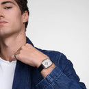 Orologio Daniel Wellington Marlon Sheffield Linen Silver, cinturino in pelle e quadrante Beige, 36MM - DW00100813
