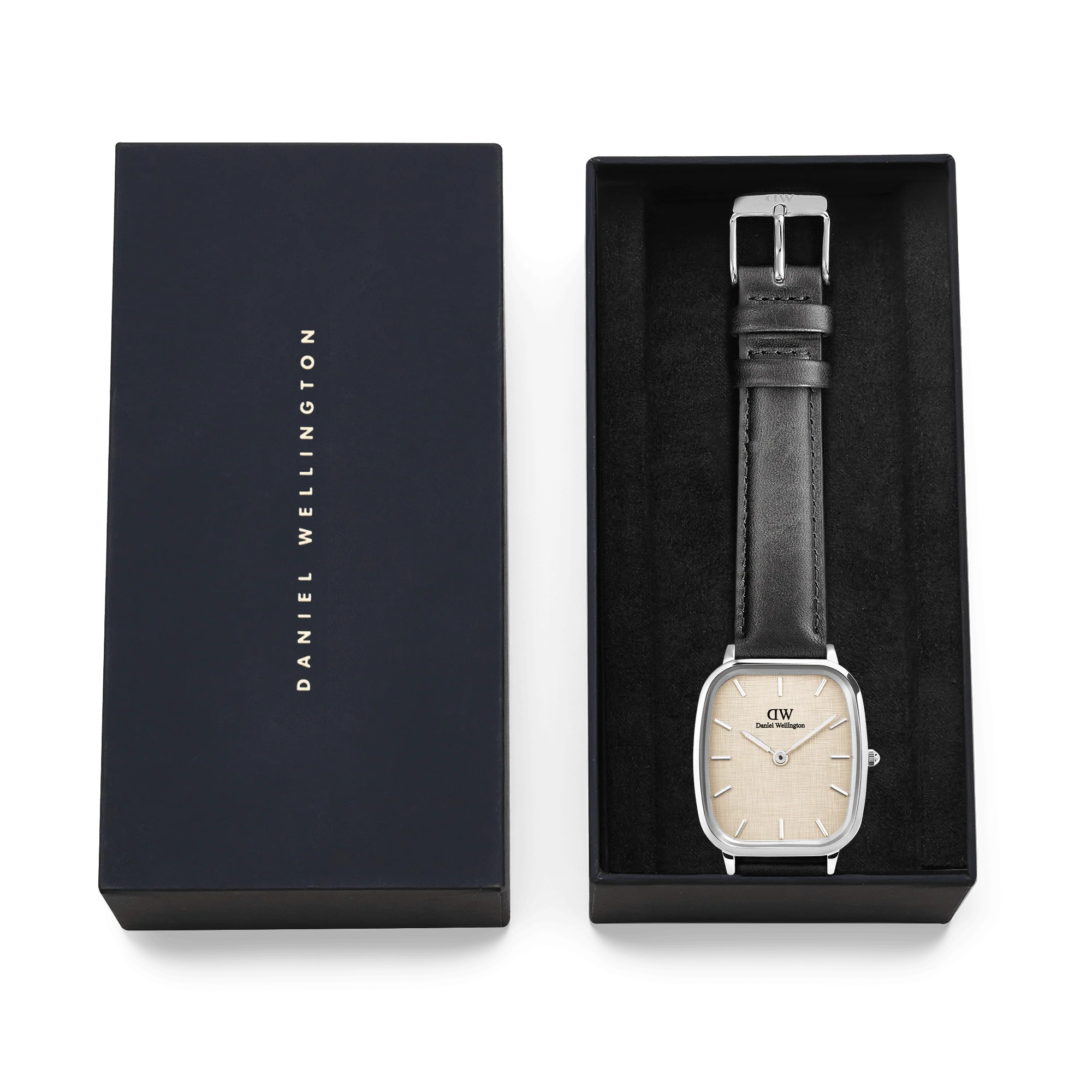 Orologio Daniel Wellington Marlon Sheffield Linen Silver, cinturino in pelle e quadrante Beige, 36MM - DW00100813