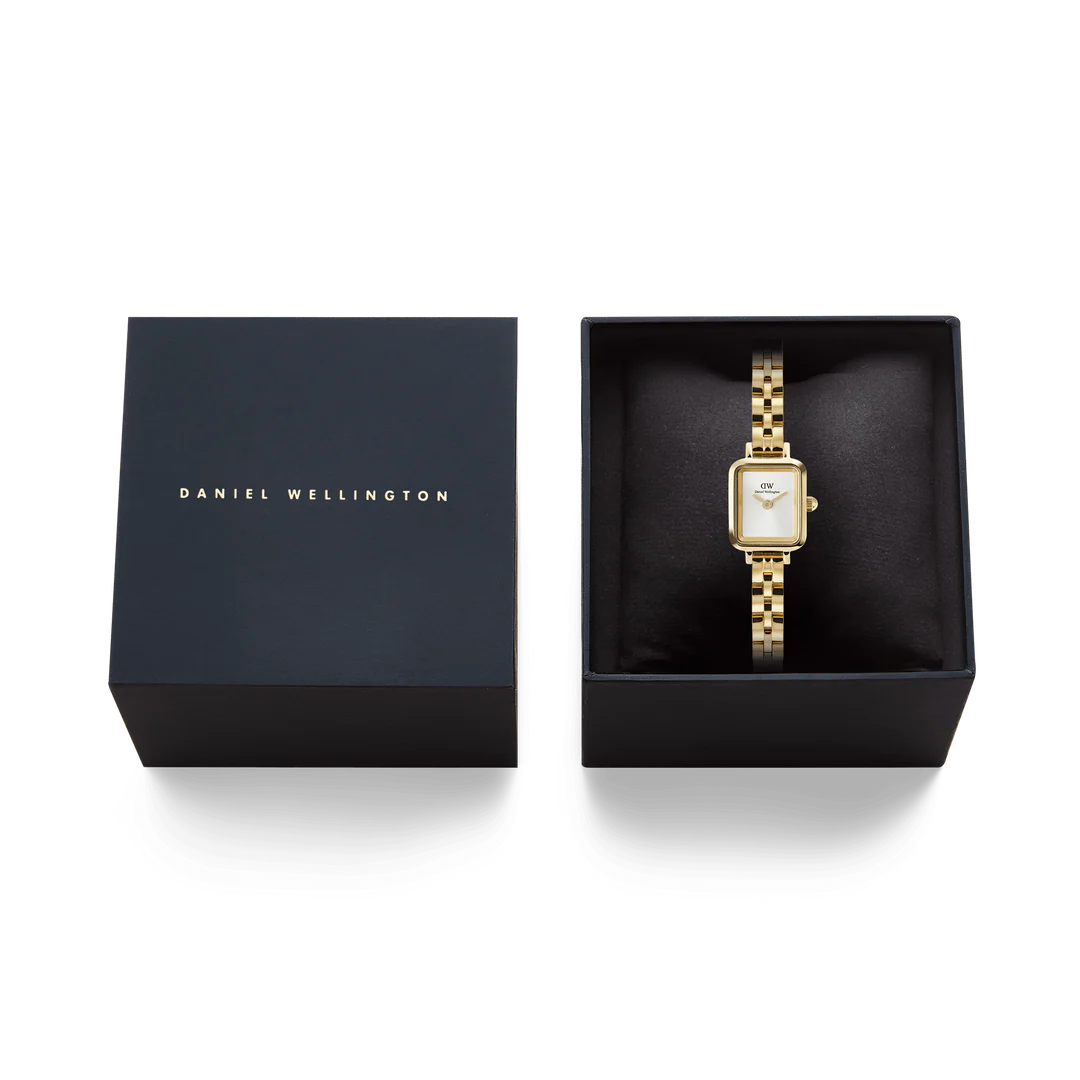 Orologio Daniel Wellington Quadro Mini Arch 3-link White Sunray Gold, 18mm - DW00100850