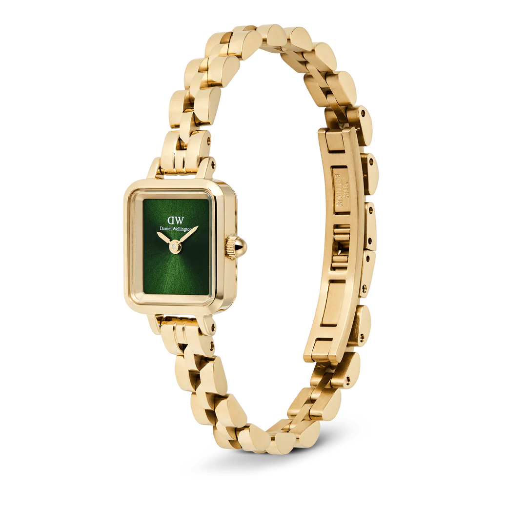 Orologio Daniel Wellington Quadro Mini Arch 3-link Emerald Sunray Gold, quadrante verde smeraldo, 18mm - DW00100852