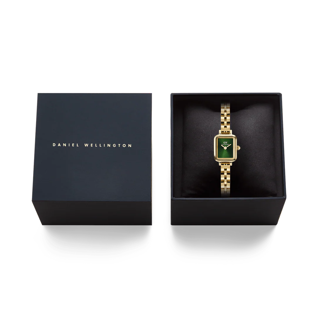 Orologio Daniel Wellington Quadro Mini Arch 3-link Emerald Sunray Gold, quadrante verde smeraldo, 18mm - DW00100852