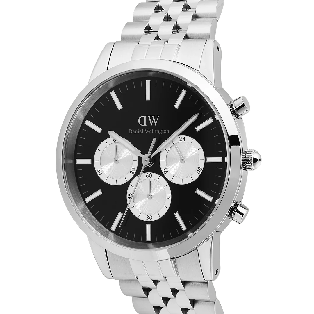 Orologio Daniel Wellington Iconic Chronograph Arch 5-Link Onyx Panda Silver, 42mm - DW00100873