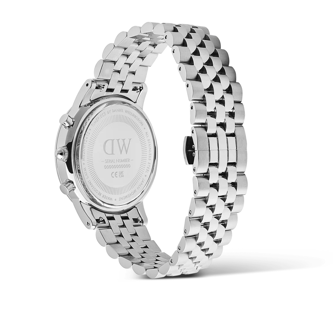 Orologio Daniel Wellington Iconic Chronograph Arch 5-Link Onyx Panda Silver, 42mm - DW00100873