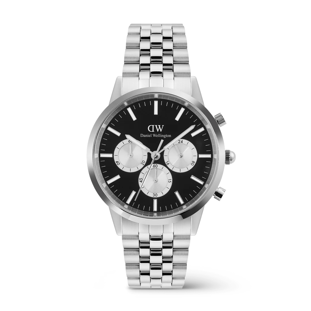 Orologio Daniel Wellington Iconic Chronograph Arch 5-Link Onyx Panda Silver, 42mm - DW00100873