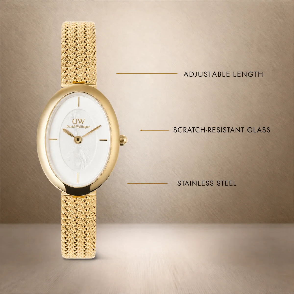Orologio Daniel Wellington Juliette Braided Mesh White Sunray Gold, 26mm - DW00100882