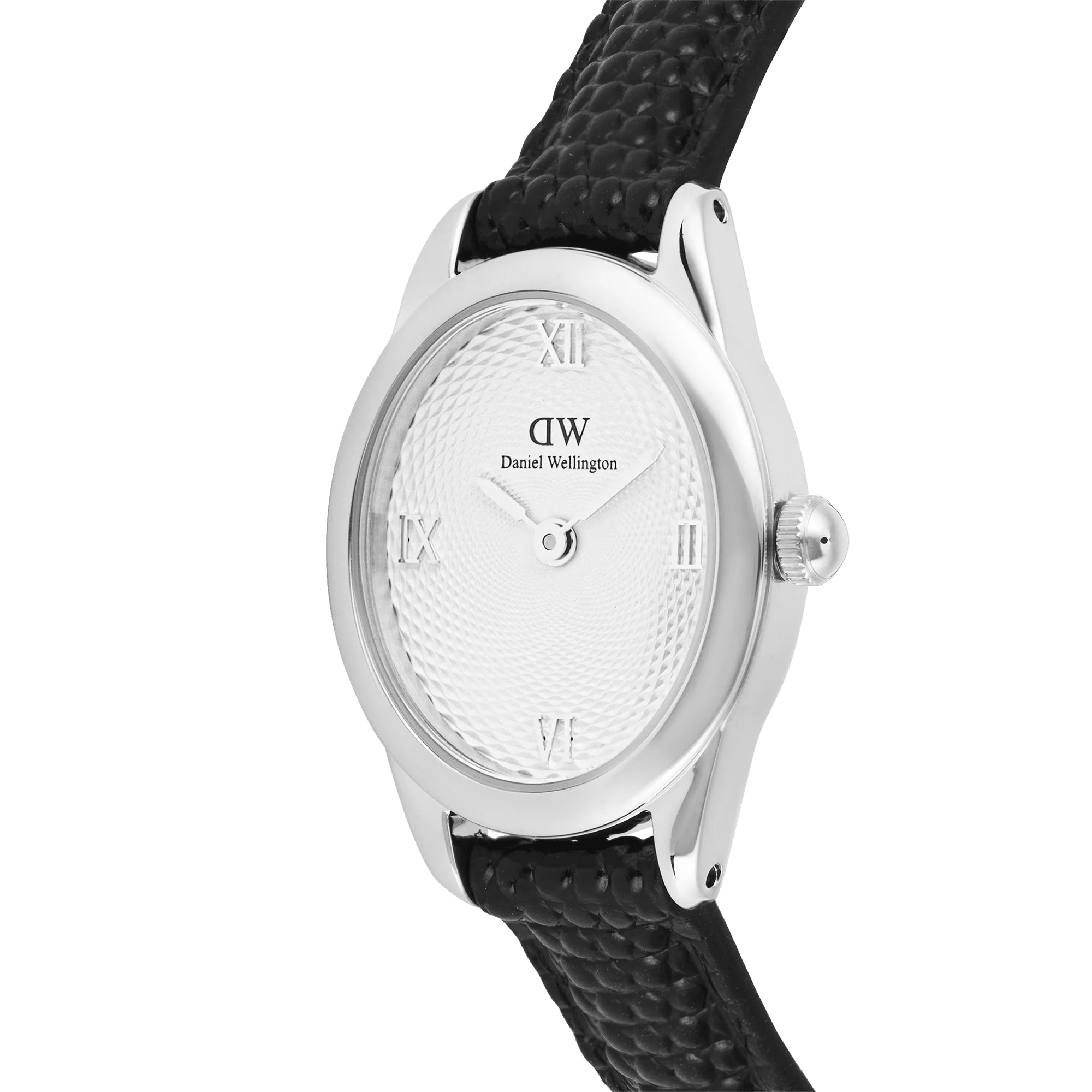Orologio Daniel Wellington Ophelia Mini Black Lizard White Guilloché Silver, 22x25.5mm - DW00100887