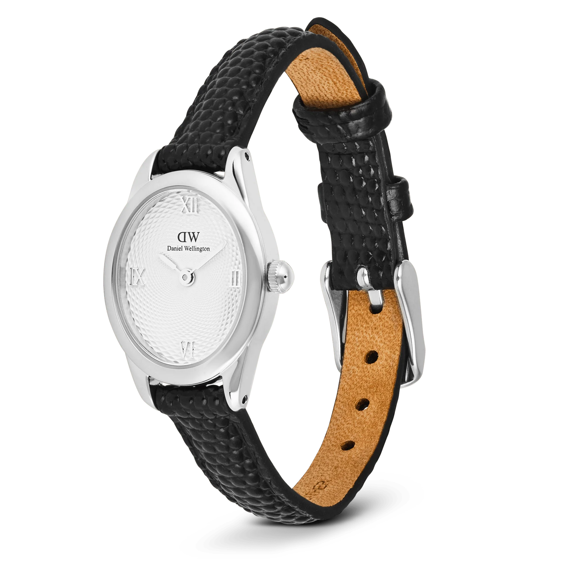 Orologio Daniel Wellington Ophelia Mini Black Lizard White Guilloché Silver, 22x25.5mm - DW00100887