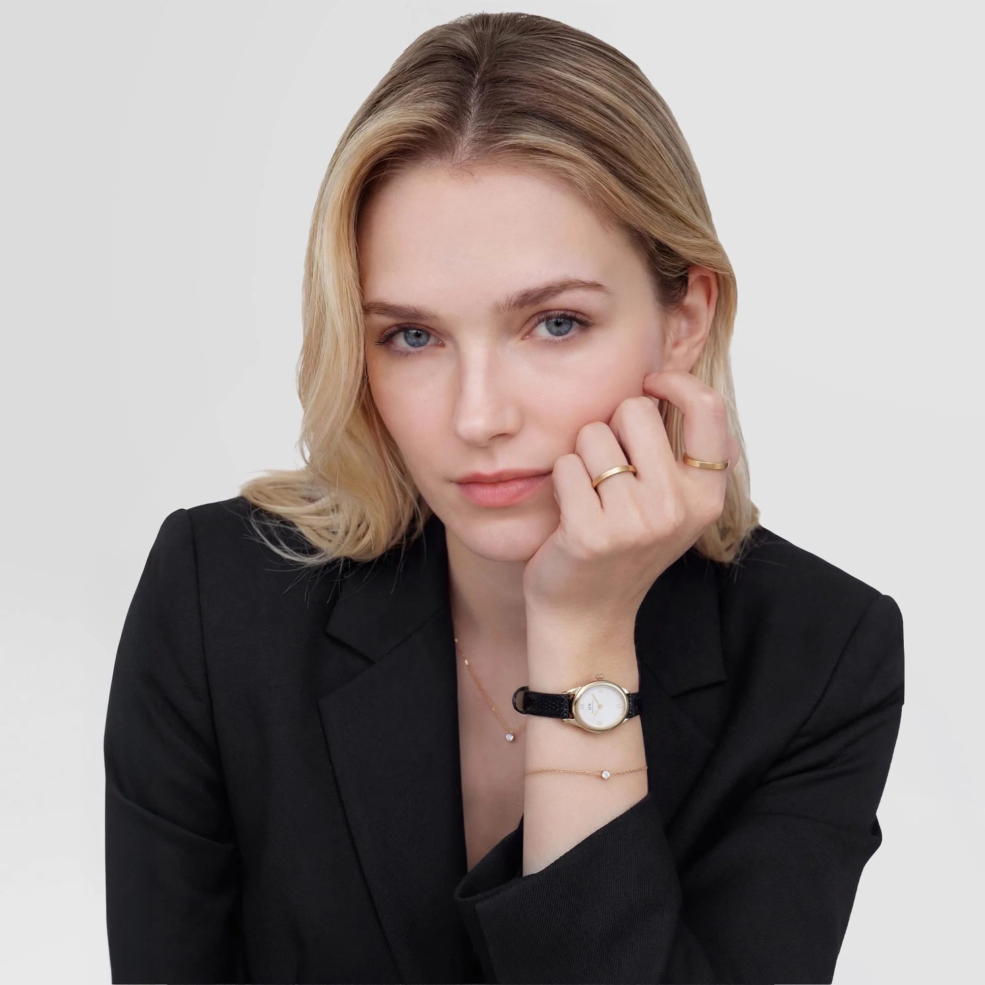 Orologio Daniel Wellington Ophelia Mini Black Lizard White Guilloché Gold, 22x25.5mm - DW00100890