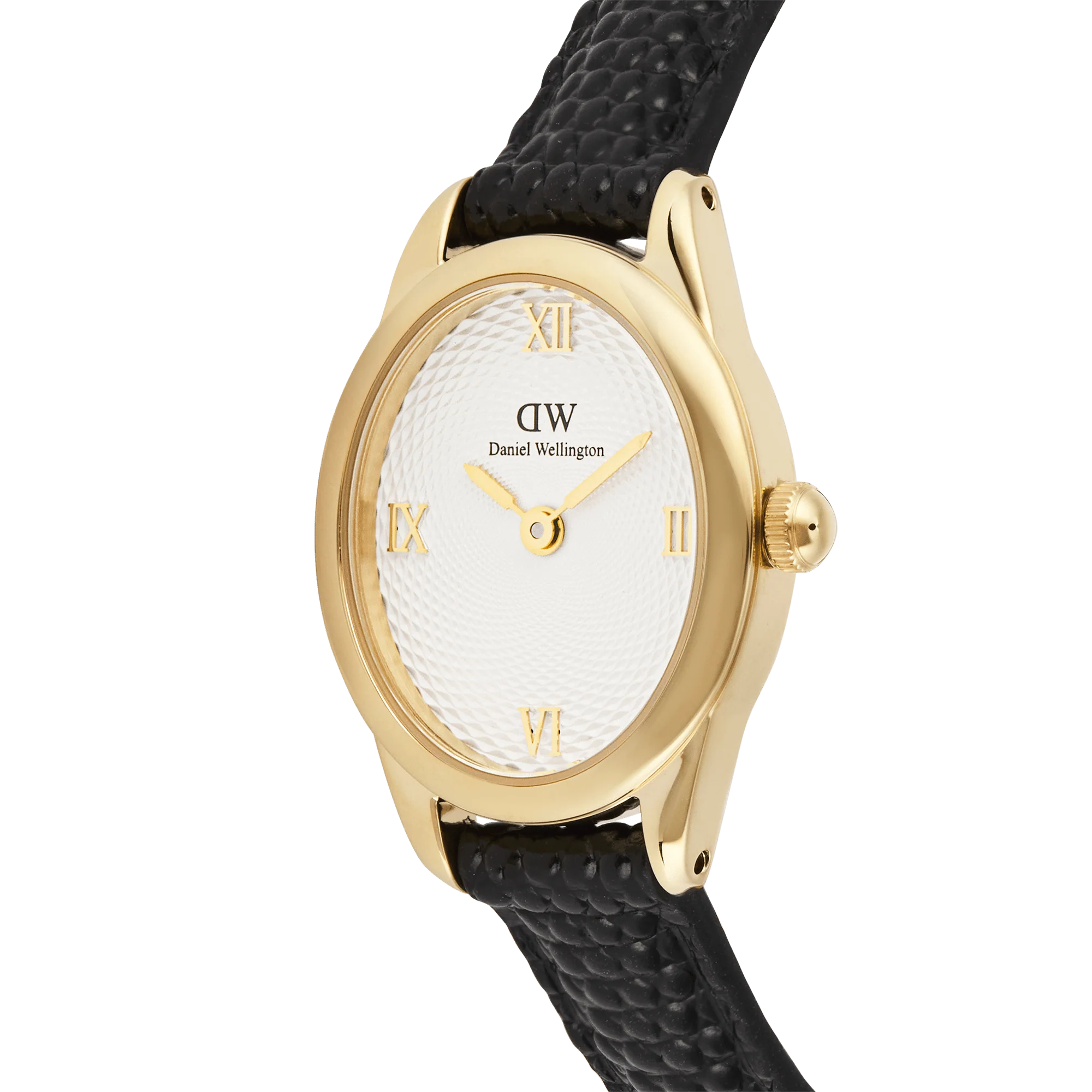 Orologio Daniel Wellington Ophelia Mini Black Lizard White Guilloché Gold, 22x25.5mm - DW00100890