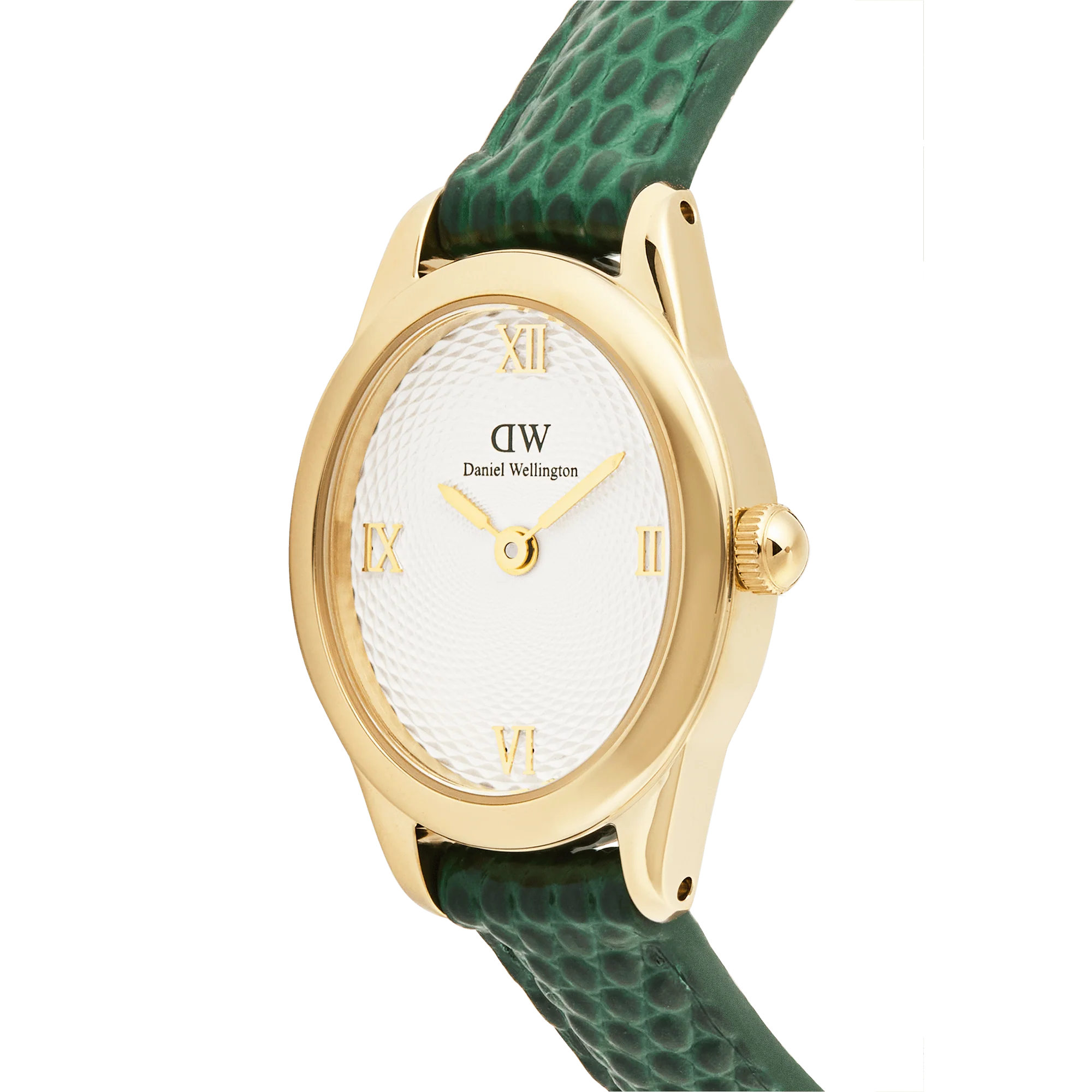 Orologio Daniel Wellington Ophelia Mini Green Lizard White Guilloché Gold, 22x25.5mm - DW00100892