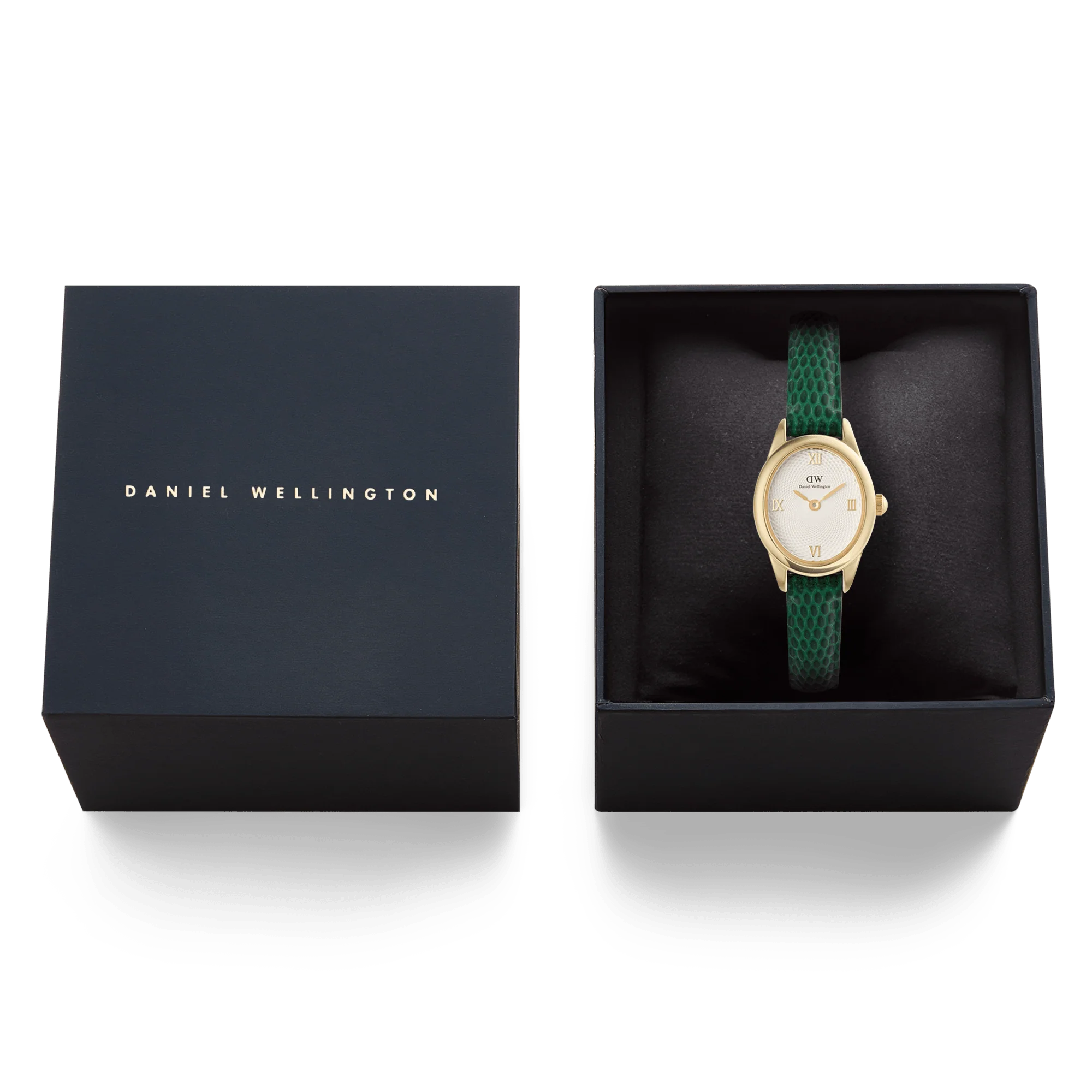 Orologio Daniel Wellington Ophelia Mini Green Lizard White Guilloché Gold, 22x25.5mm - DW00100892