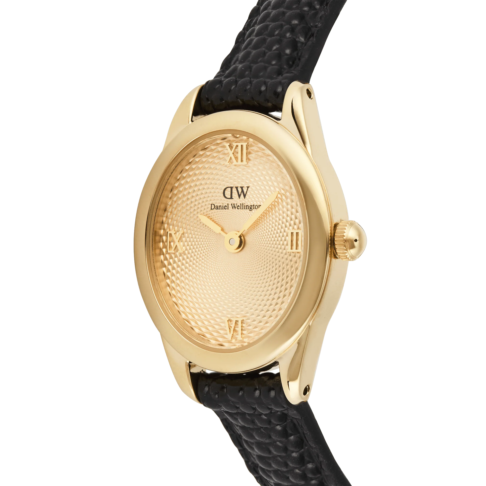 Orologio Daniel Wellington Ophelia Mini Black Lizard Unitone Guilloché Gold, 22x25.5mm - DW00100897